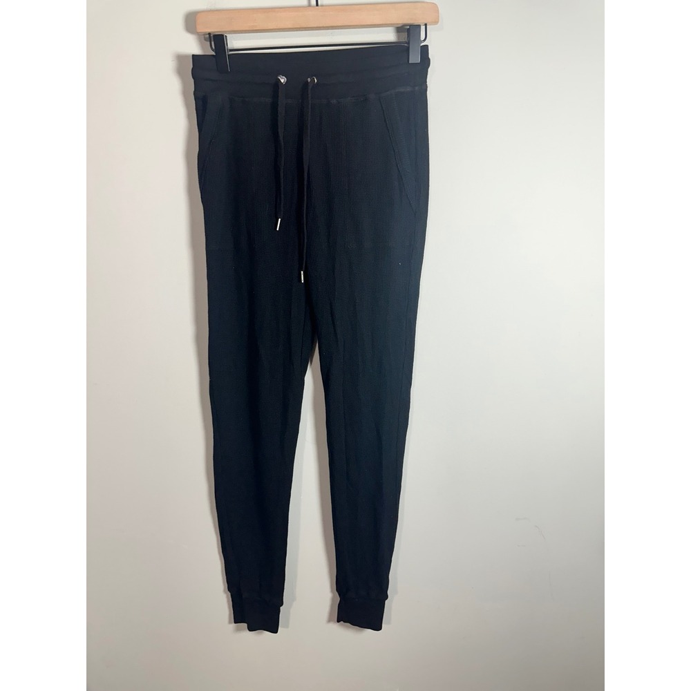 Splendid Womens Black Waffle Knit Thermal Jogger Pants Slim Fit XS